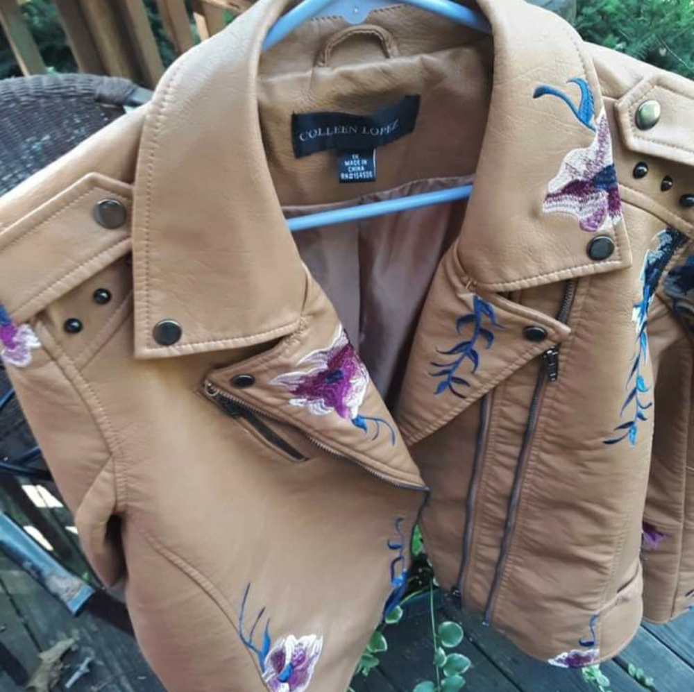 Colleen Lopez Faux Leather Motorcycle Jacket